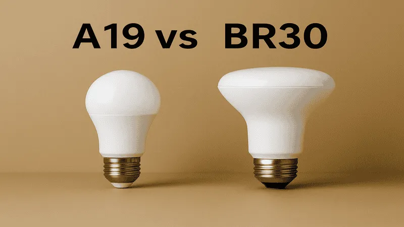 The light emitted by a BR30 bulb is warmer compared to that of an A19 bulb.